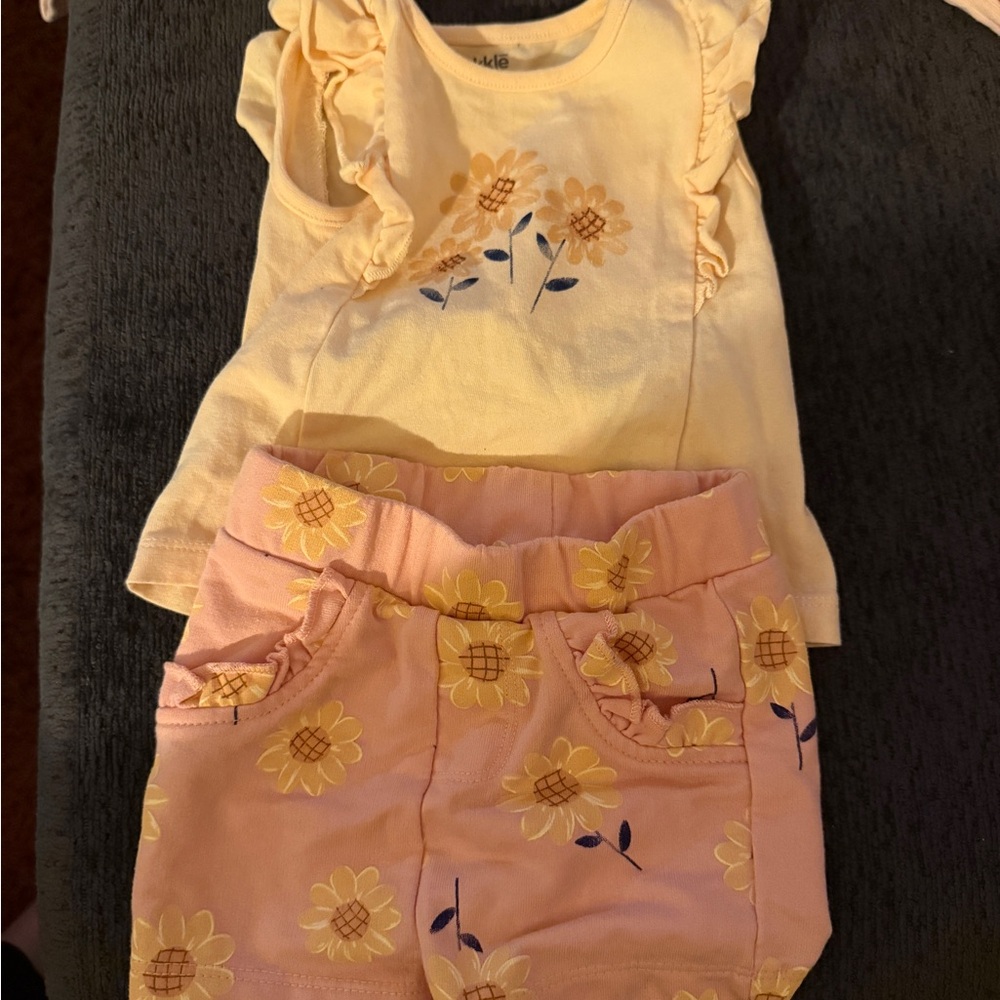 Peach Baby Outfit with Floral Design
